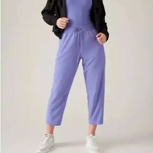 NWOT Athleta Size 10 Womens Arrival Straight Leg Ankle Lounge Pants Adonis Blue